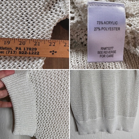 APT.9 open knit s/s top open weave women's XL Summer beach knit crew neck white - Picture 2 of 4